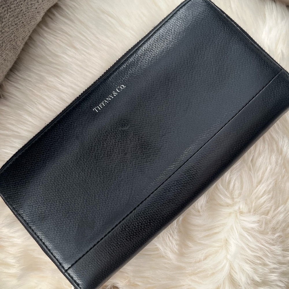 Tiffany & Co. Black Leather Zippy Wallet